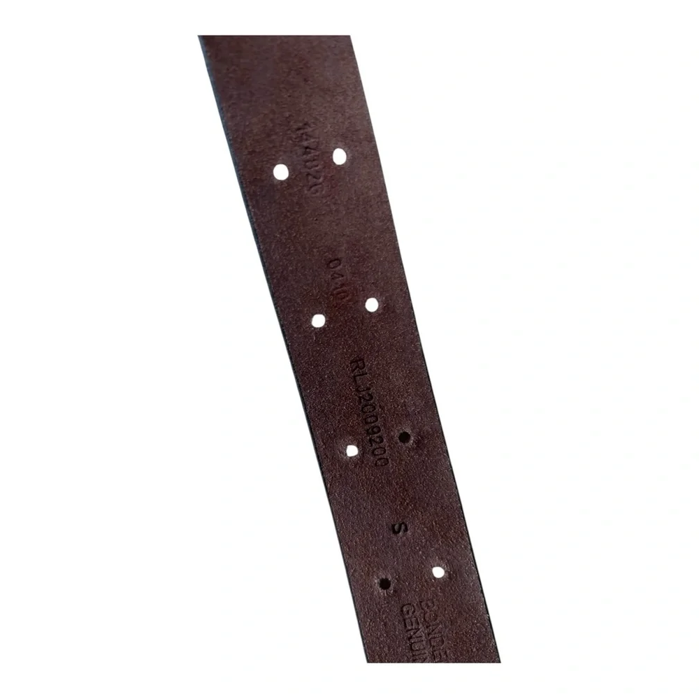 Vintage Deep Brown Bonded Top Genuine Leather Grommet Belt Size S